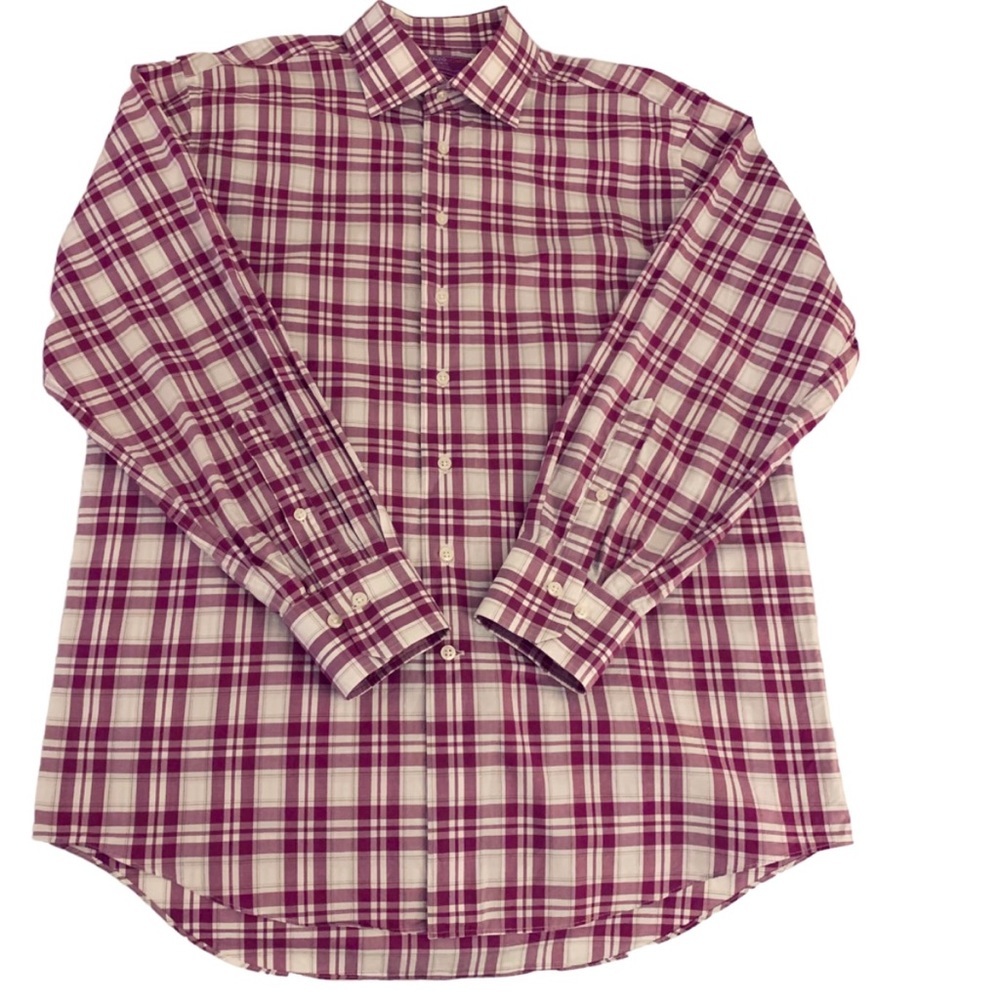 MEN’S Lorenzo Uomo Trim Fit Size 16 Neck, 32/33 Sleeve Length Gingham Sh…